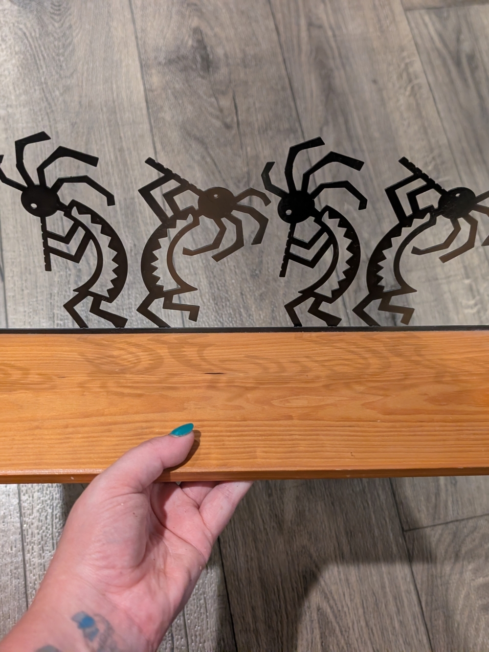 Black Kokopelli Metal Wall Art on Wood Frame - Home Wall Decor